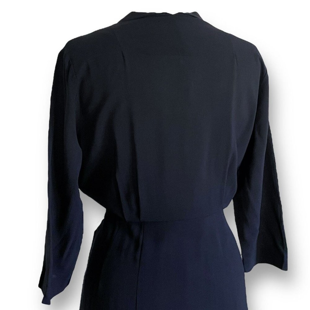 Vintage 40s Womens Dress Volup 32" Waist Black Rayon Femme Fatale Vamp Witchcore - Picture 14 of 16